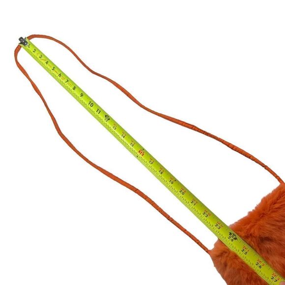 Wilson Leather: Maxima Small Rabbit Fur Crossbody Purse in Orange - Picture 7 of 13